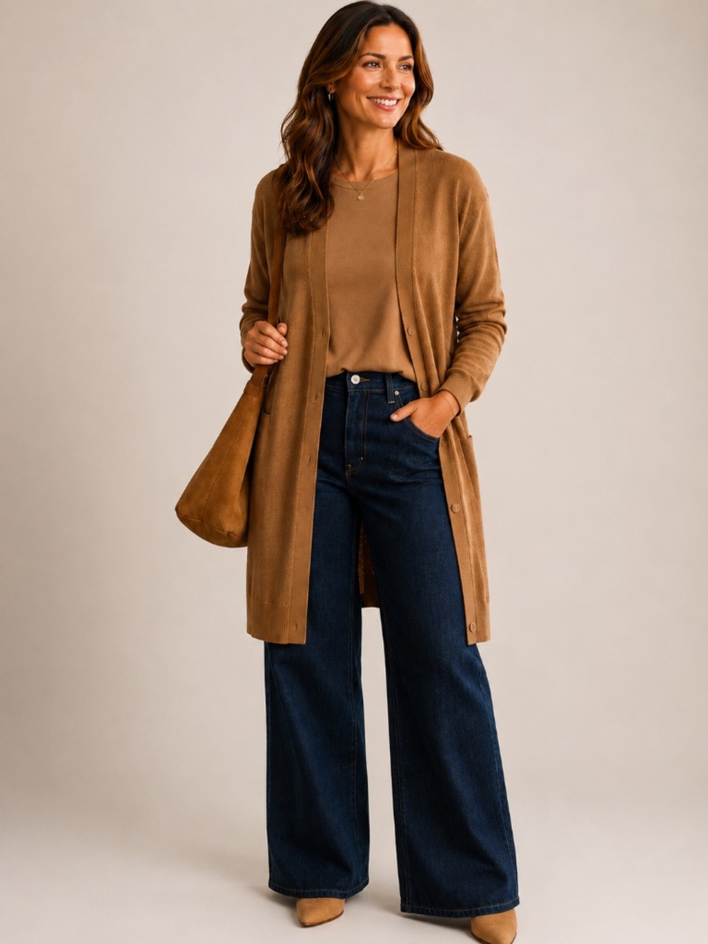 Uniqlo 100% WOOL button front knit cardigan/sweater M brown office old money